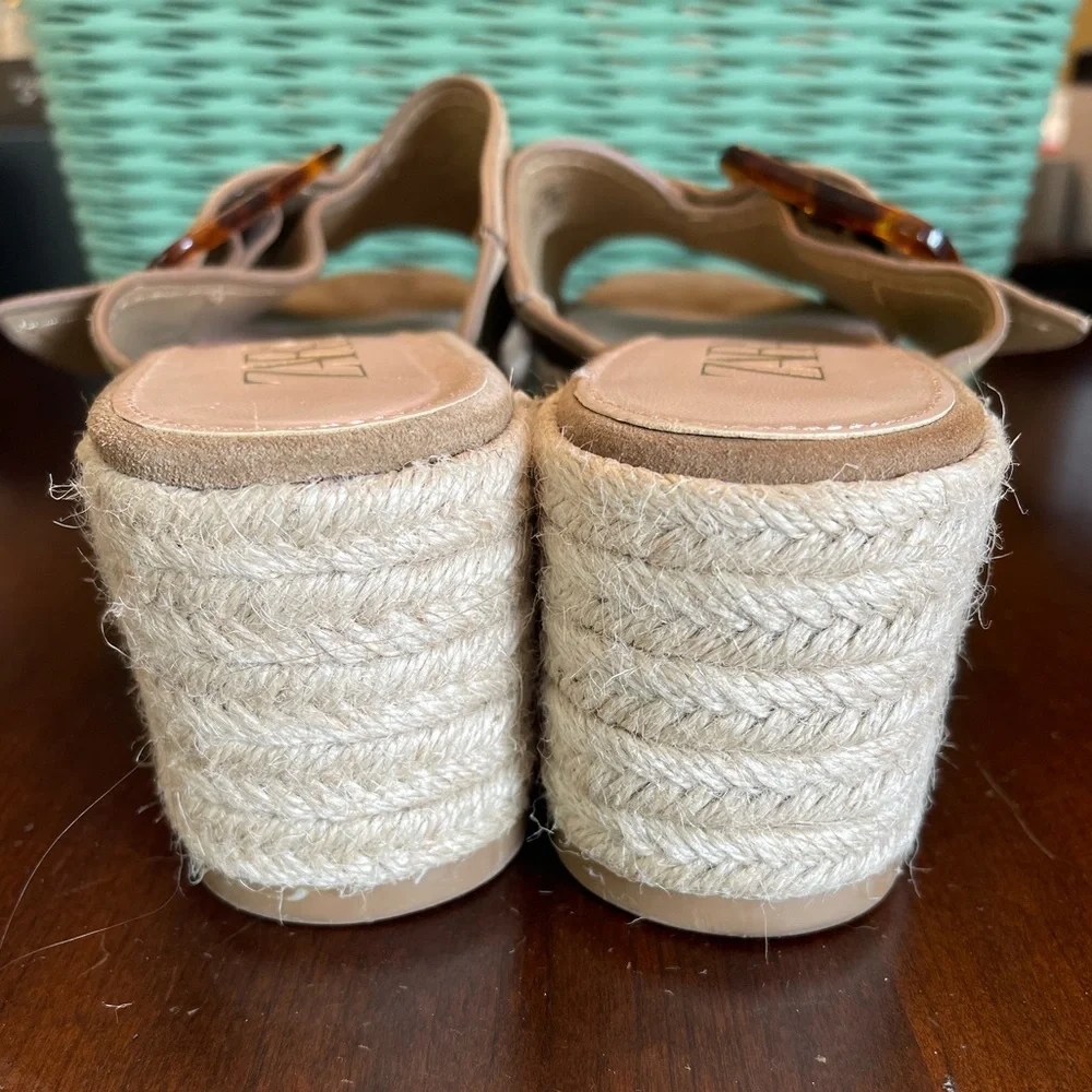 Zara Women's Tan Suede Platform Sandals - Picture 7 of 9